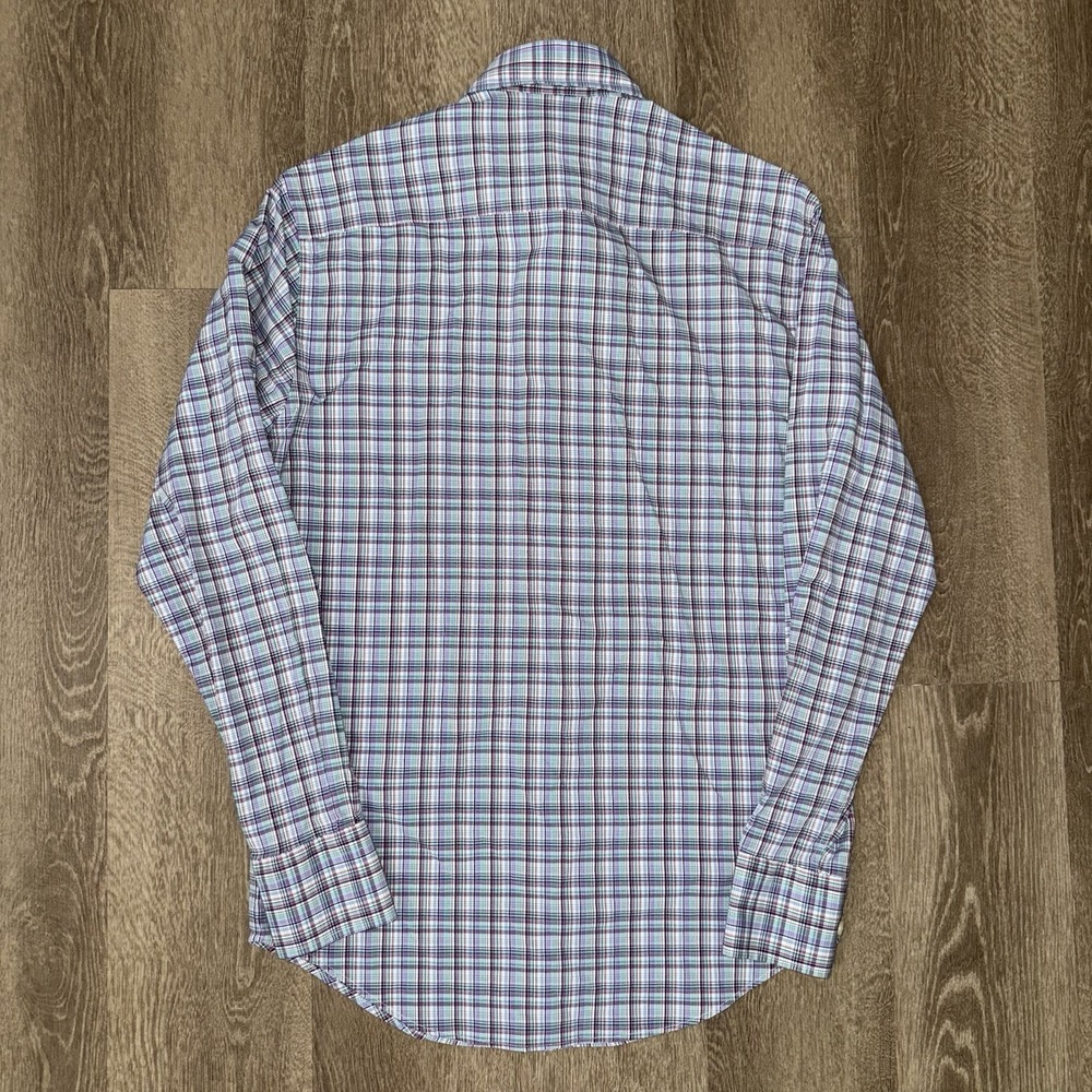 Peter Millar Summer Comfort Long Sleeve Button Down Men's S Pink White Plaid - Picture 3 of 6